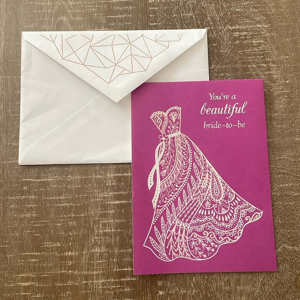 Carlton Cards Magenta and White Engagement Bride to Be Wedding Card wEnvelope